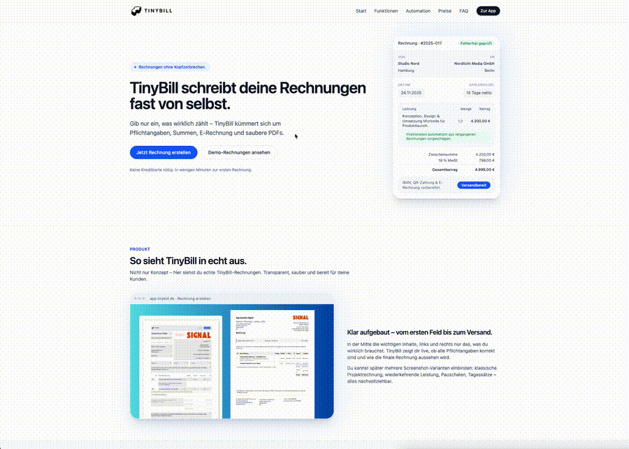 Tinybill – Landing Flow